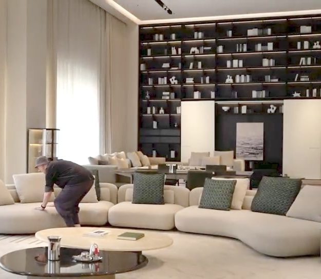 Curated whole-room collection in a partner factory showroom